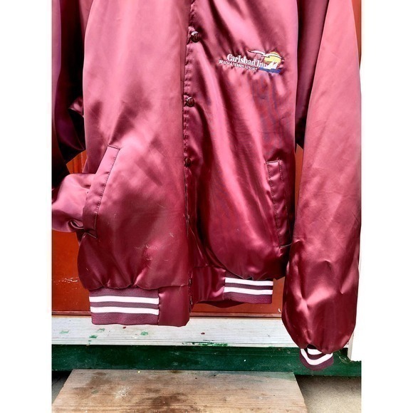 Vintage, Hartwell, Men's Satin Snap Up Bomber Jacket Carlsbad Inn - Picture 3 of 12